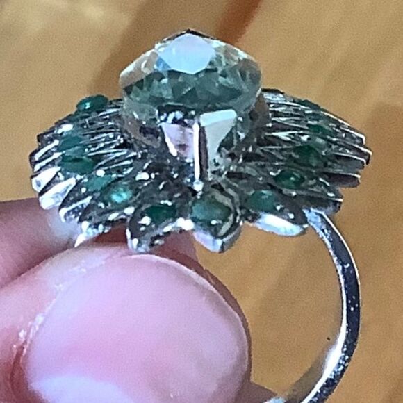 sterling SILVER GREEN PERIDOT/EMERALD RING SIZE US 7 - Picture 6 of 7